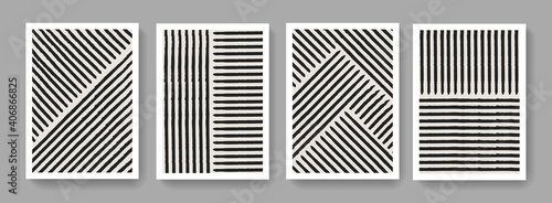 Set of contemporary art prints. Minimalist modern posters collection. Hand painted Mid Century composition vector design.