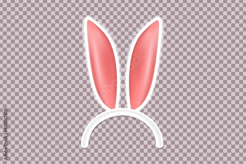 Vector realistic isolated bunny ears for template and layout decoration on the transparent background. Concept of Happy Easter.