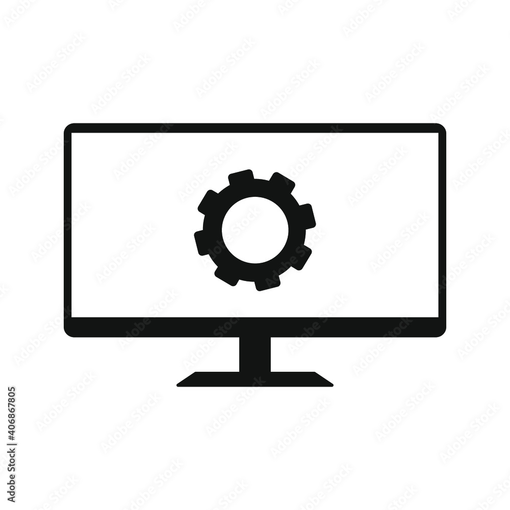 Monitor settings vector icon sign symbol on white background color editable Monitor settings vector icon sign symbol on white background color editable