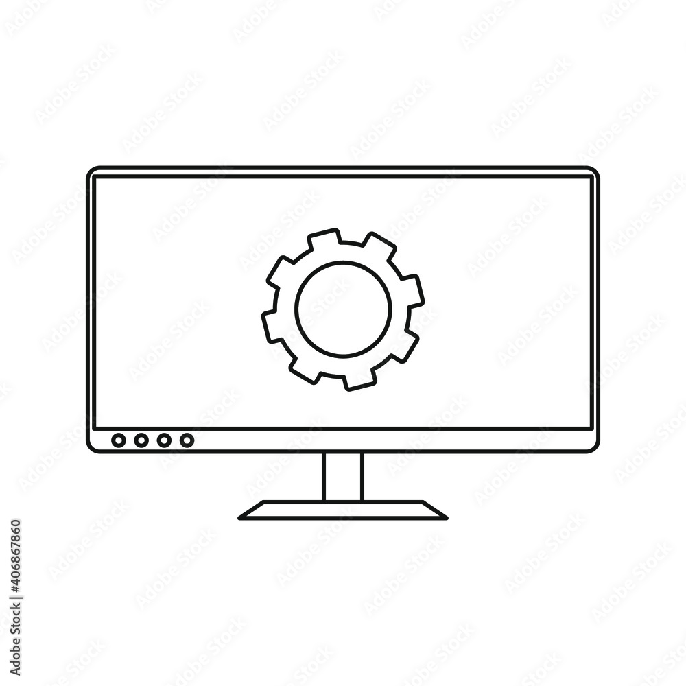 Monitor settings vector icon sign symbol on white background color editable Monitor settings vector icon sign symbol on white background color editable