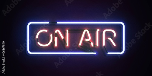 Vector realistic isolated neon sign of On Air. Concept of podcast and live streaming.