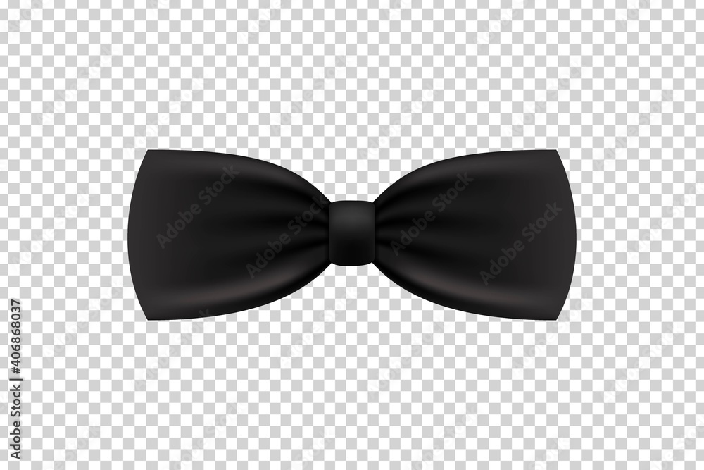 Vector realistic isolated black bow tie for photo decoration on the transparent background. - obrazy, fototapety, plakaty 