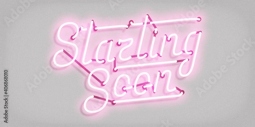 Vector realistic isolated neon sign of Starting Soon logo for template decoration and covering.
