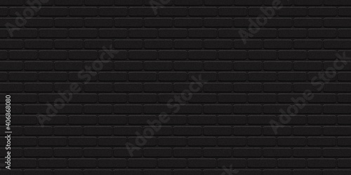 Vector realistic isolated black brick wall background for template and layout decoration.