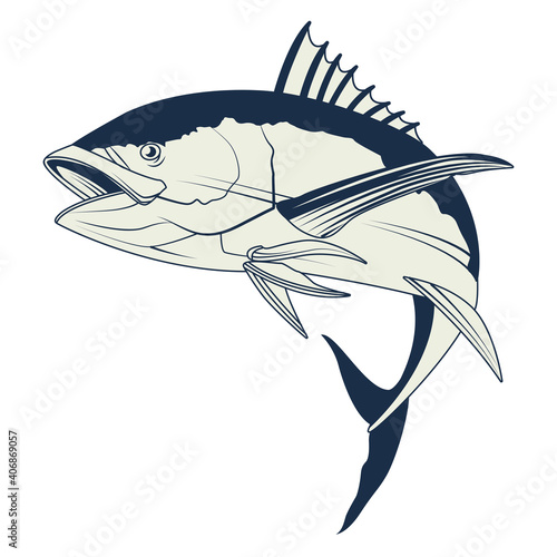 tuna fish nautical gray element icon