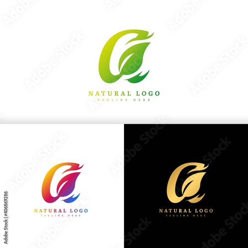 Initial letter A with leaf logo vector concept element, letter A logo with Organic leaf