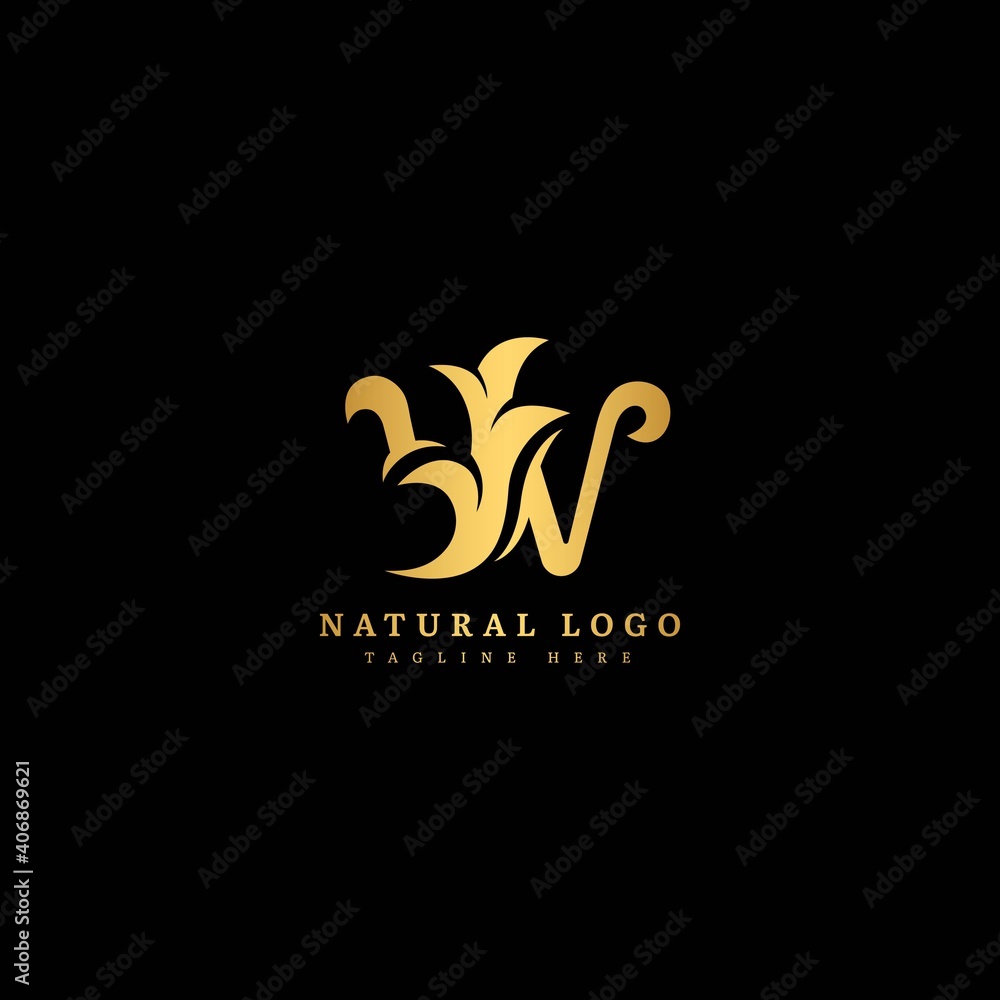 Initial letter W with leaf logo vector concept element, letter W logo with natural leaf