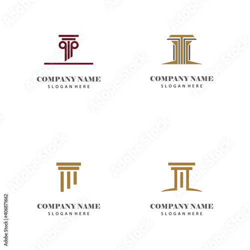 Set Column Logo Template vector
