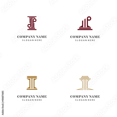 Set Column Logo Template vector