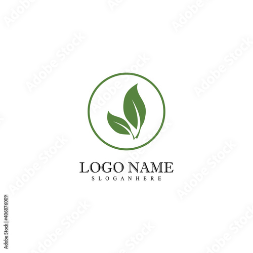 Mint leaves flat vector color icon template