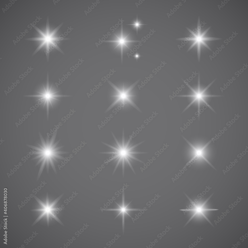 Lights effect set isolated on gray background. Collection of various sparkle effect for backdrop and wallpaper. Light effect vector illustration Lights effect set isolated on gray background. Collection of various sparkle effect for backdrop and wallpaper. Light effect vector illustration