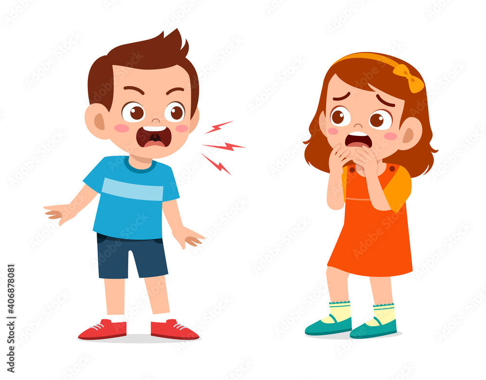 little boy angry and shout to little girl little boy angry and shout to little girl