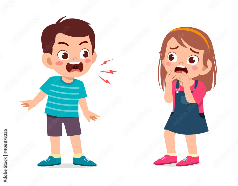 little boy angry and shout to little girl little boy angry and shout to little girl