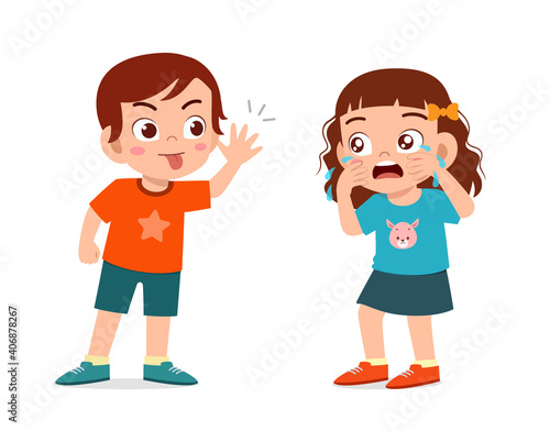 little boy bully little girl until she cry