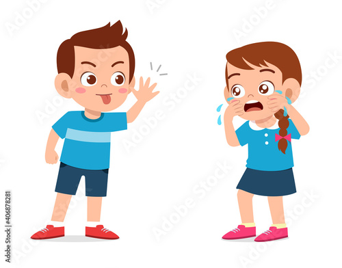 little boy bully little girl until she cry