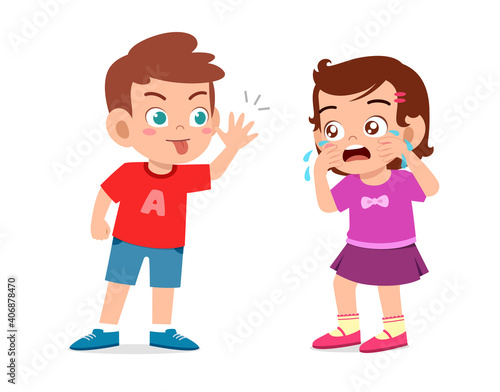 little boy bully little girl until she cry