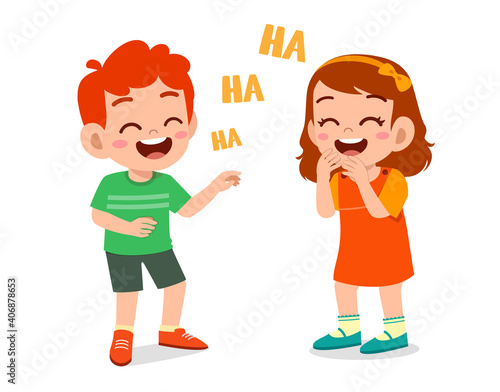 little boy and little girl laugh together