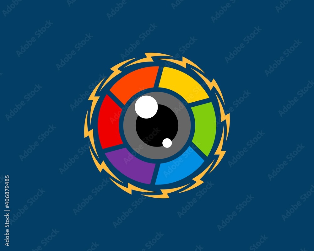 Circular lightning with rainbow lens camera inside Circular lightning with rainbow lens camera inside