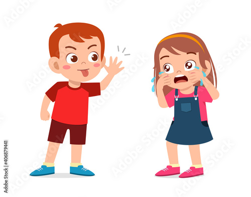 little boy bully little girl until she cry