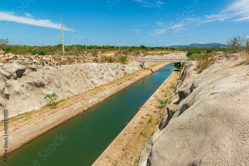 Water transposition channel of the São Francisco River in Sertania, State of Pernambuco, Brazil on December 29, 2020.