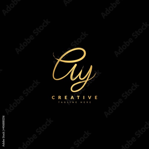 Initial AY handwritten signature logotype. Typography for company and business logo. Vector logo design.