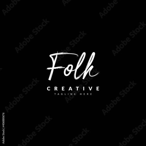 FOLK handwritten signature logotype. Typography for company and business logo. Vector logo design.