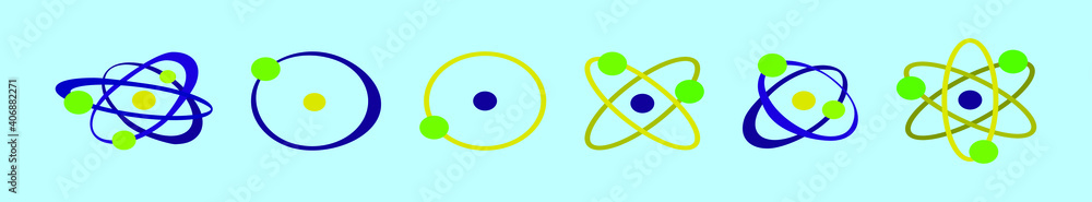 set of atomium cartoon icon design template with various models. vector illustration isolated on blue background set of atomium cartoon icon design template with various models. vector illustration isolated on blue background