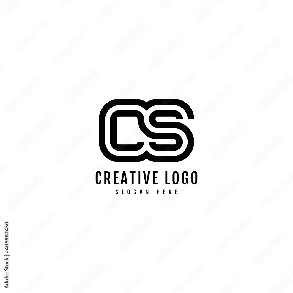 Fototapeta premium CS Striped Combination Logotype. Typography for Company and Business Logo.
