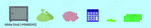 set of bank cartoon icon design template with various models. modern vector illustration isolated on blue background