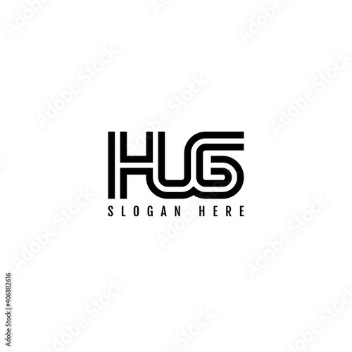 HUG Striped Combination Logo design. Typography for Company and Business Logo.