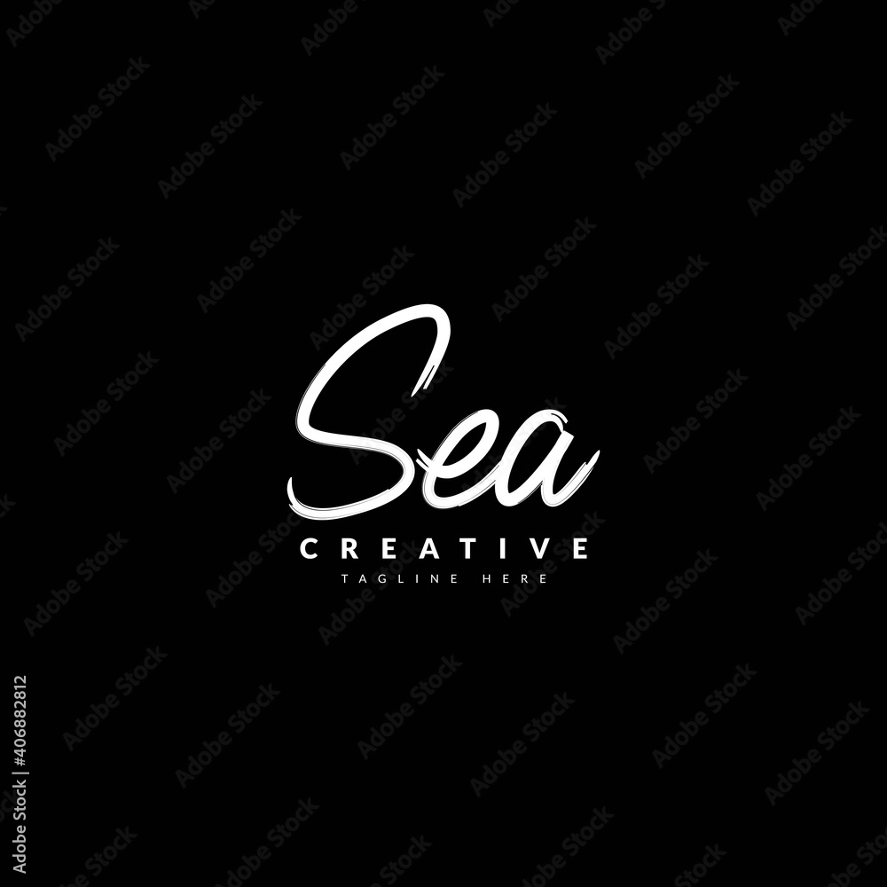 SEA handwritten logotype. Typography for company and business logo. Vector logo design.