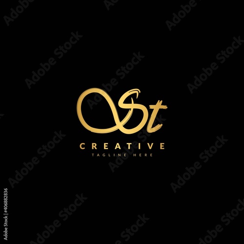 Initial ST handwritten logotype. Typography for company and business logo. Vector logo design.