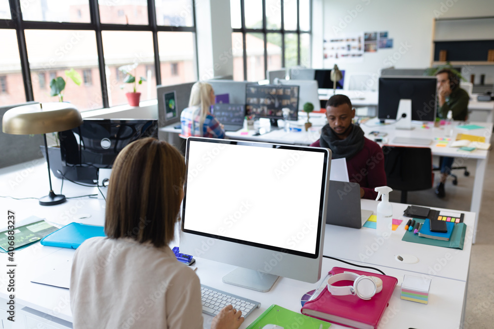 Asian businesswoman working in creative office Asian businesswoman working in creative office