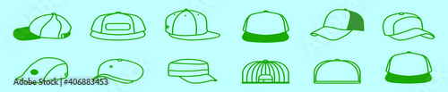 set of hats cartoon icon design template with various models. vector illustration isolated on blue background
