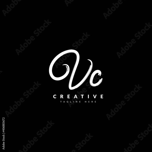 Initial Vc handwritten logotype. Typography for company and business logo. Vector logo design.