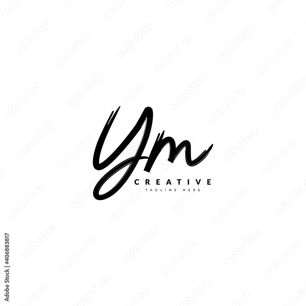 Initial YM handwritten logotype. Typography for company and business logo. Vector logo design.