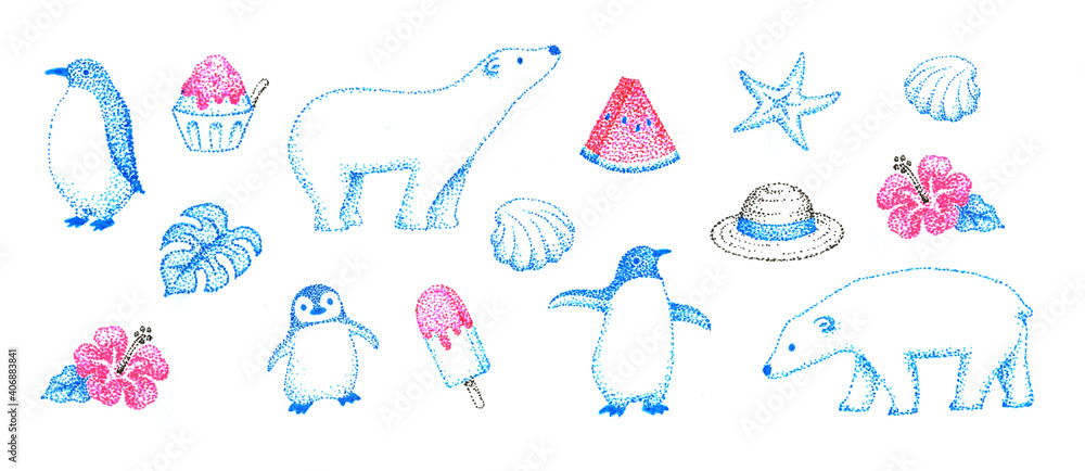 夏のイメージの点描画 Stock イラスト Adobe Stock