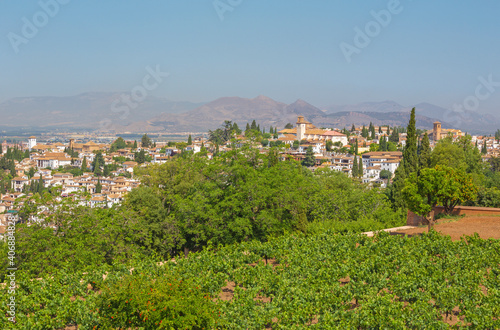Granada - The panorama the town from Generalife gardens.