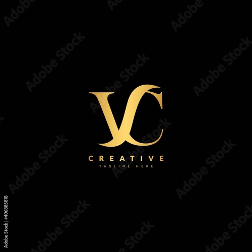 Initial Letter VC combination with slash logo.  Typography for Company and Business Logo.