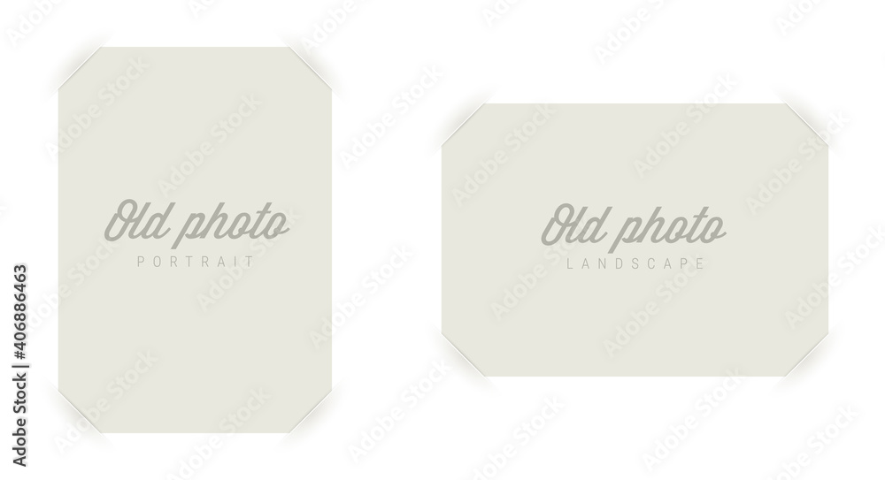 Photo frame corners. Old photo album. Retro photos template. Vertical ...
