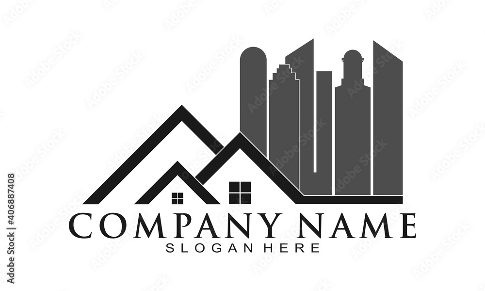 Home town building vector logo