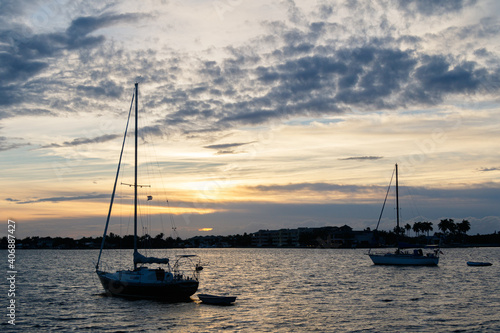 boats at sunset