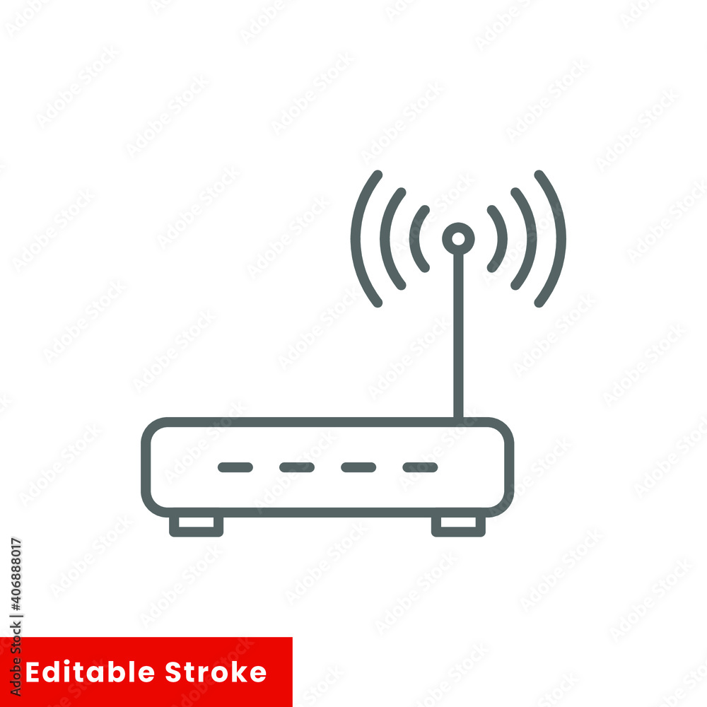 Simple router icon. Line style for web template and app. Broadband, modem, woreless, vector illustration design on white background. Editable stroke EPS 10 Simple router icon. Line style for web template and app. Broadband, modem, woreless, vector illustration design on white background. Editable stroke EPS 10