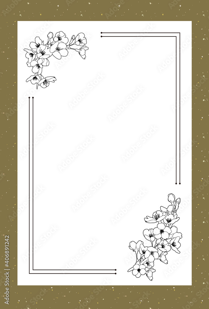 桜 線画 大正ロマン レトロな和風背景素材 緑色 カーキ 100 148mmはがきサイズ 比率 Stock ベクター Adobe Stock 桜 線画 大正ロマン レトロな和風背景素材 緑色 カーキ 100 148mmはがきサイズ 比率 Stock ベクター Adobe Stock