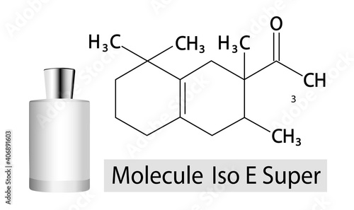 Chemical Formula of Synthetic aromatic chemical, also known alternatively as Patchouli Ethanol. Iso E Super molecule used in perfumery