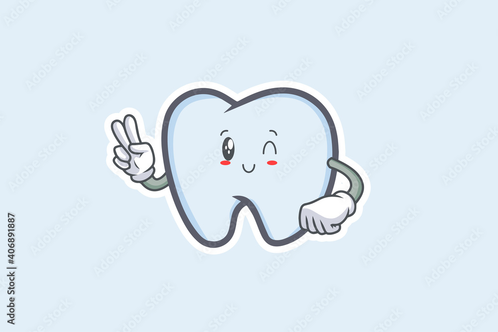 WINK, SMILING, CHEERFUL, SMILE Face Emotion. Peace Hand Gesture. Tooth Cartoon Drawing Mascot Illustration. WINK, SMILING, CHEERFUL, SMILE Face Emotion. Peace Hand Gesture. Tooth Cartoon Drawing Mascot Illustration.