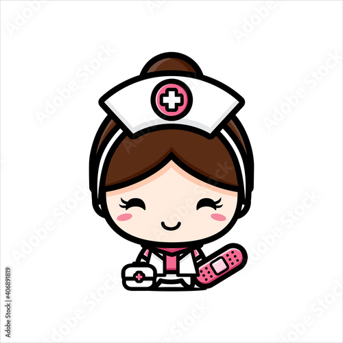 cute nurse character design holding health supplies