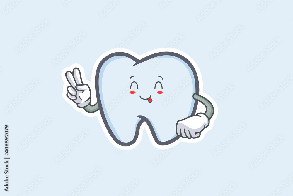 YUM, TONGUE, CHEERFUL Face Emotion. Peace Hand Gesture. Tooth Cartoon Drawing Mascot Illustration. YUM, TONGUE, CHEERFUL Face Emotion. Peace Hand Gesture. Tooth Cartoon Drawing Mascot Illustration.