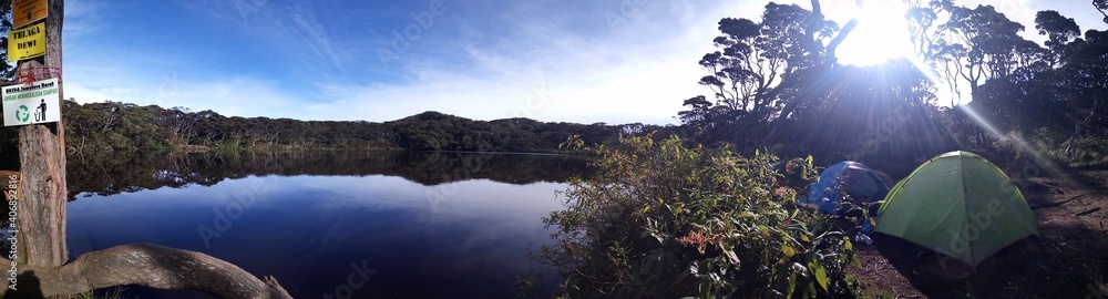 mountain lake on panorama shot mountain lake on panorama shot