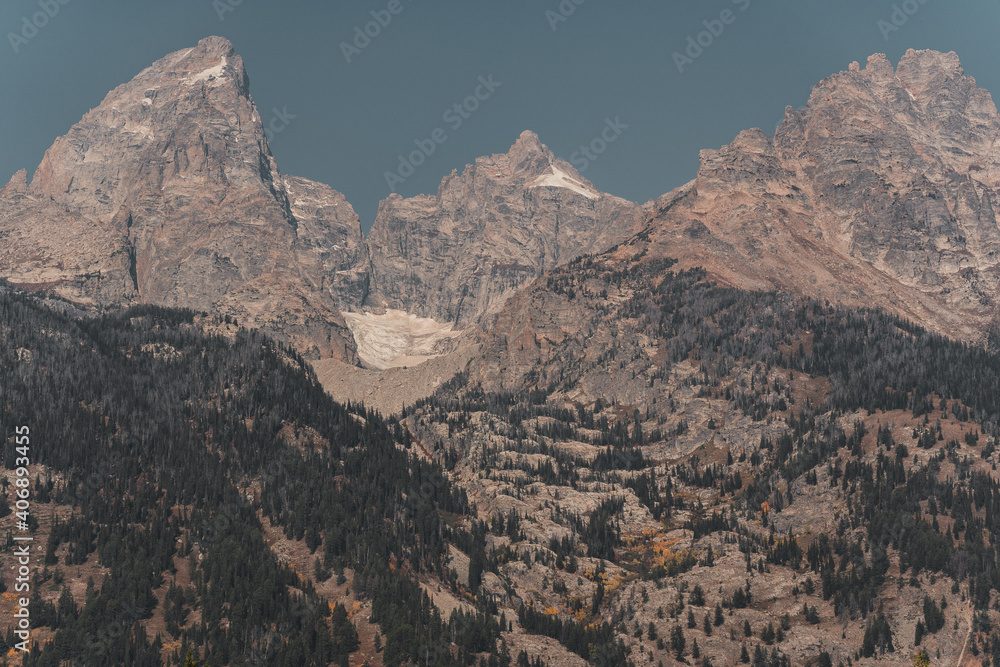 mountain peaks and glaciers in the tetons